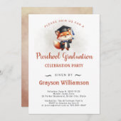 就学前の少年の卒業キツネ 招待状 (正面/裏面)