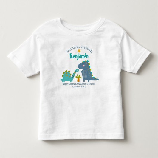 就学前の少年の卒業恐竜かわいい名前をカスタムする トドラーTシャツ (正面)