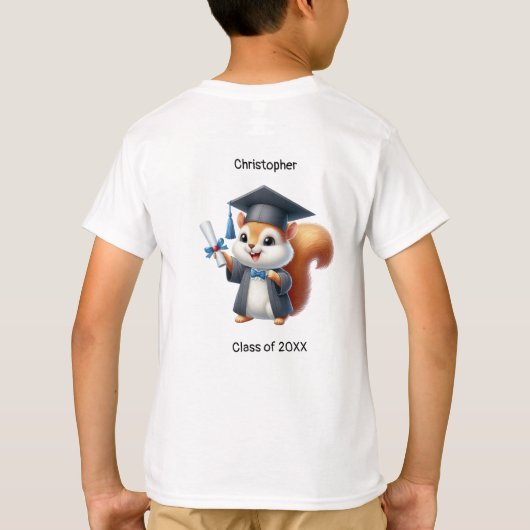 就学前の少年の大学院名かわいいリス Tシャツ (裏面)