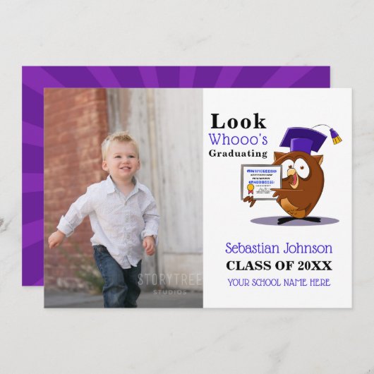 就学前の幼稚園の写真の卒業 案内状 (正面/裏面)