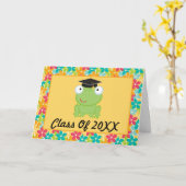 就学前または幼稚園カエル卒業カード カード (黄色い花)