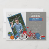 就学前フォトボーイ卒業パーティー招待状 招待状 (正面)