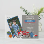 就学前フォトボーイ卒業パーティー招待状 招待状 (スタンド正面)