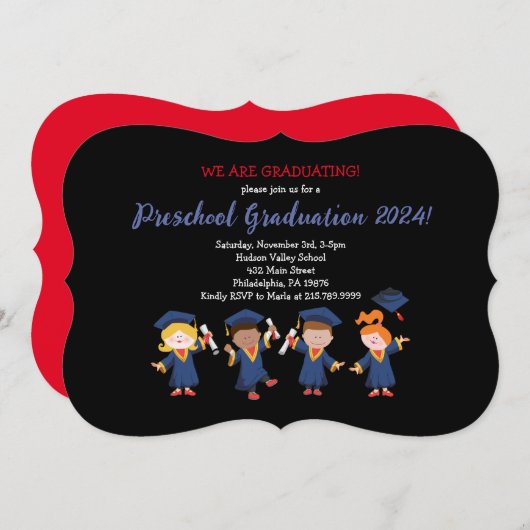 就学前幼稚園保育園卒業会 招待状 (正面/裏面)