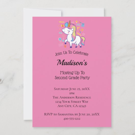 就学前幼稚園小学校が上がる 招待状 (裏面)