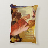 就寝前の祈り、子犬と少女、ヴィンテージ宗教 アクセントクッション (裏面(縦))