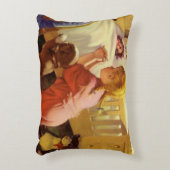 就寝前の祈り、子犬と少女、ヴィンテージ宗教 アクセントクッション (正面(垂直))