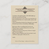 就寝時間の神聖なハートの神聖なカードの治療の祈りの言葉 名刺 (裏面)