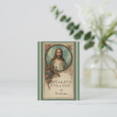 就寝時間の神聖なハートの神聖なカードの治療の祈りの言葉 名刺 (スタンド正面)