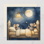 就寝時間ネズミグリーティングカード (正面/裏面)