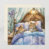 就寝時間ネズミグリーティングカード (正面/裏面)