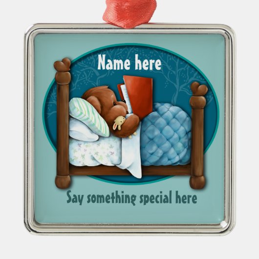 就寝時間物語のくまおよびバニー メタルオーナメント (正面)