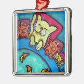 就寝時間猫の友情のオーナメント メタルオーナメント (左)