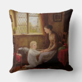 就寝時間， 1890 (パネル上の油) クッション (裏面)