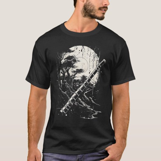 尺八日本のフルート日本のアート Tシャツ (正面)