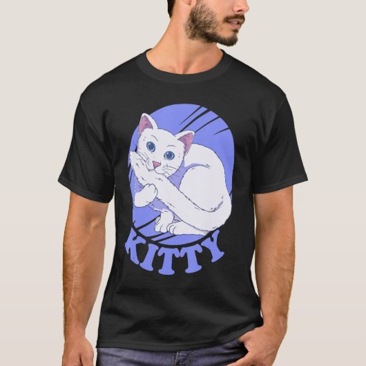 尻尾に白い猫 Tシャツ (正面)