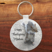 尻尾のふわふわのかわいい小リスの写真 キーホルダー (正面)