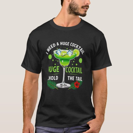 尻尾抜きで巨大なカクテル 夏のドリンク Tシャツ (正面)