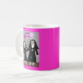 尼僧の誕生日プレゼント"ハッピーバースデー姉妹" コーヒーマグカップ (正面左)