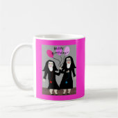尼僧の誕生日プレゼント"ハッピーバースデー姉妹" コーヒーマグカップ (左)