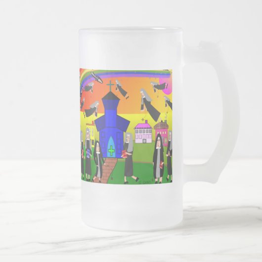 尼僧の"飛行尼僧"のお洒落な芸術 フロストグラスビールジョッキ (右)