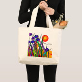 尼僧は第25記念祭のアートな花のトートバックに銀を着せます ラージトートバッグ (正面(商品))