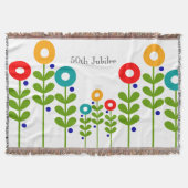 尼僧第50の金記念祭によって編まれる総括的な花柄 スローブランケット (正面)