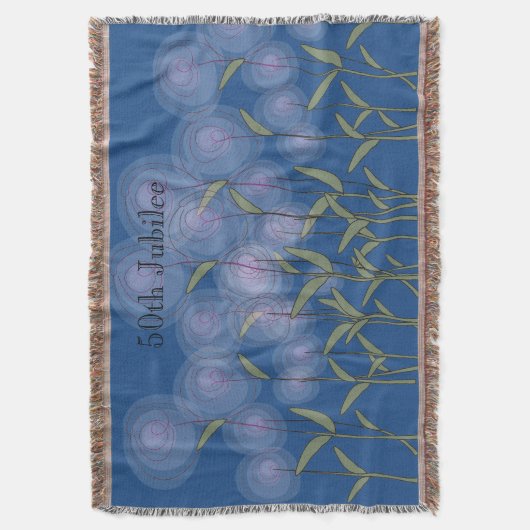 尼僧第50の金記念祭によって編まれる総括的な花柄 スローブランケット (正面縦)