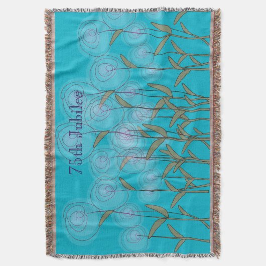 尼僧第75の60周年記念の編まれた総括的な花柄 スローブランケット (正面縦)