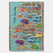 尼僧第75の60周年記念の編まれた総括的な花柄#6 スローブランケット (正面縦)