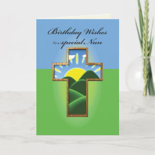 尼僧、誕生日の十字 カード