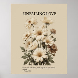尽きることのない愛、キリスト教の花をモチーフにした壁画 ポスター