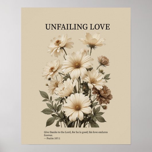 尽きることのない愛、キリスト教の花をモチーフにした壁画 ポスター (正面)