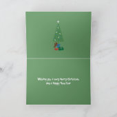 尾おもしろいの緑のクリスマスカードにブリキを付けた猫 シーズンカード (内部)