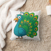 尾おもしろい付きマンガカラフルー孔雀 クッション (ブランケット)