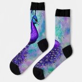 尾お洒落羽の付いた紫の孔雀 ソックス (左)