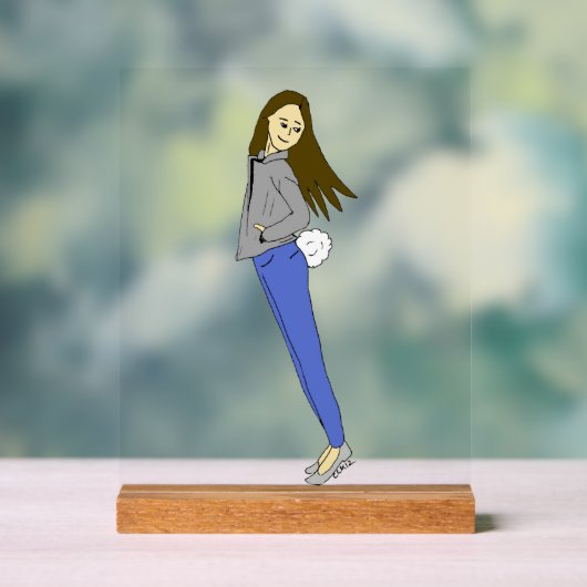 尾がバニーしている女の子 アクリルサイン (ニュートラル)