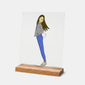 尾がバニーしている女の子 アクリルサイン (傾斜)