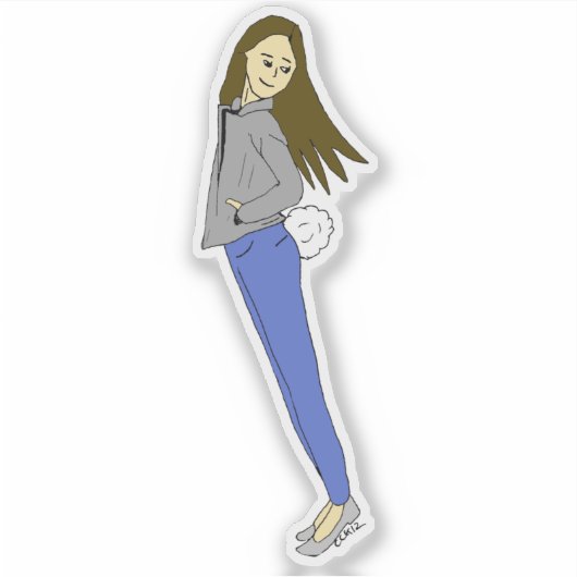 尾がバニーしている女の子 シール (正面)
