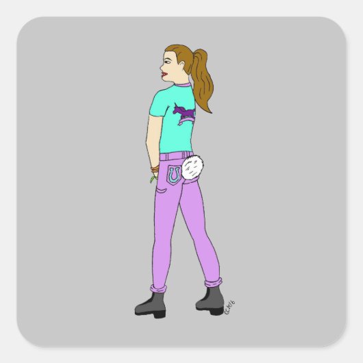 尾がバニーしている女の子 スクエアシール (正面)