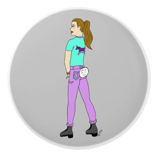 尾がバニーしている女の子 セラミックノブ (正面)