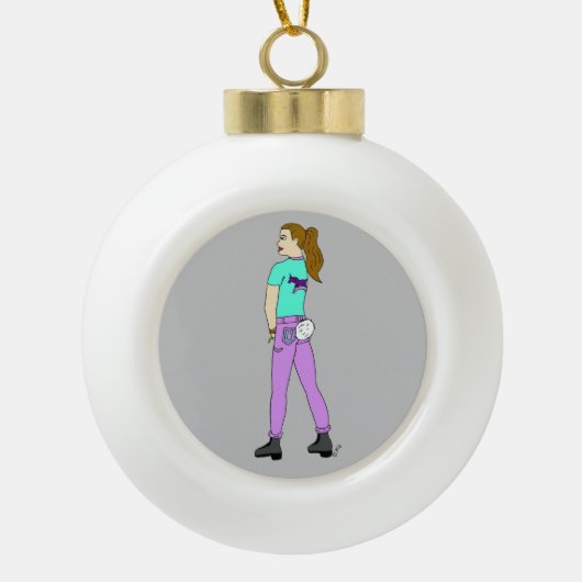 尾がバニーしている女の子 セラミックボールオーナメント (正面)