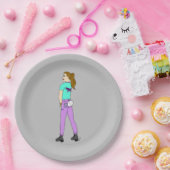 尾がバニーしている女の子 ペーパープレート (パーティー)