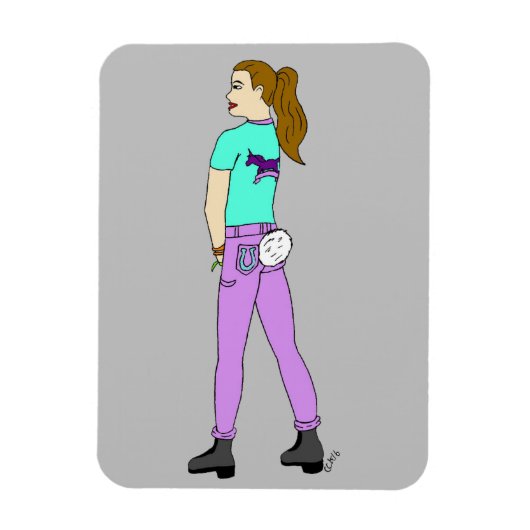 尾がバニーしている女の子 マグネット (縦)