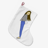 尾がバニーしている女の子 ラージクリスマスストッキング (正面 (吊り時))