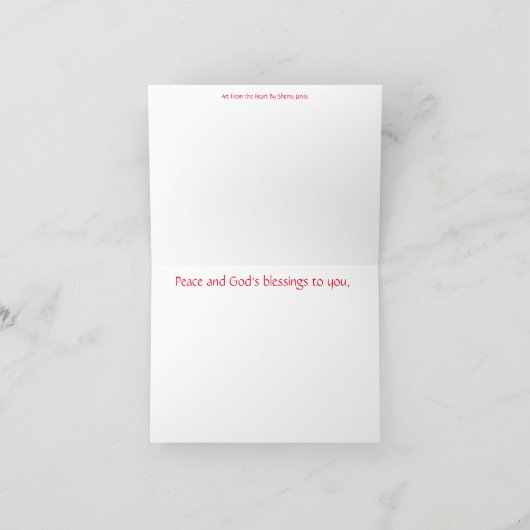 尾と前髪にポインセチアの飾りをつけた茶色の馬 シーズンカード (内部)