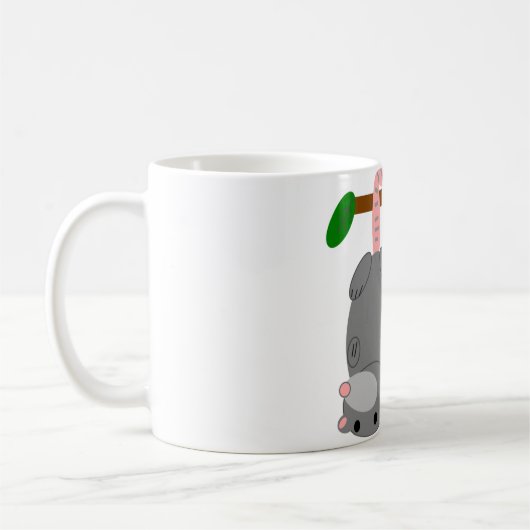 尾によって逆さまにつるしている漫画のふくろねずみかふくろねずみ コーヒーマグカップ (左)