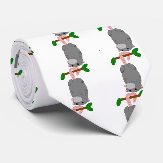 尾によって逆さまにつるしている漫画のふくろねずみかふくろねずみ ネクタイ (ロール)