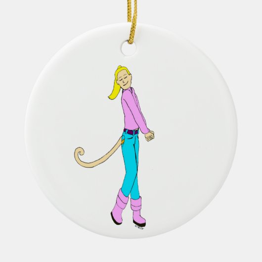 尾の付いた女の子 セラミックオーナメント (正面)