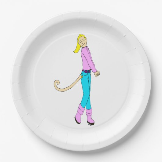 尾の付いた女の子 ペーパープレート (正面)